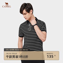 Camel mens 2021 summer new business casual striped short-sleeved Polo shirt men contrast color lapel T-shirt base