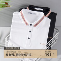 Camel mens clothing 2021 autumn new polo shirt lapel printing fashion casual long-sleeved polo top men