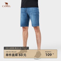 Camel mens 2021 summer new denim shorts mens straight mens casual tide brand washed five-point pants