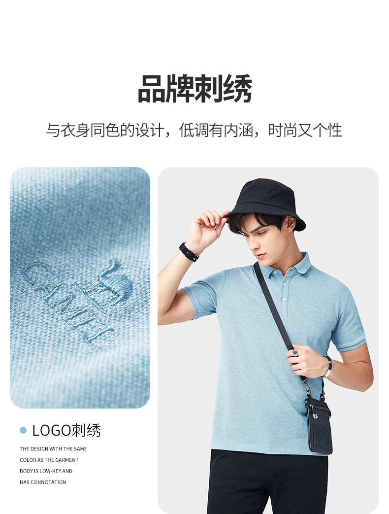 骆驼 男女款 透气珠地棉polo衫 图2