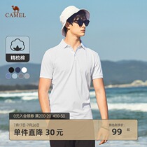 Camel mens 2021 summer new lapel top casual simple solid color Polo short-sleeved business commuter T-shirt men