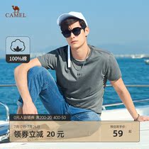 Camel mens 2021 summer mens crew neck pure cotton short-sleeved t-shirt mens letter printing casual T-shirt top tide
