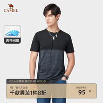 Camel mens 2021 summer new short-sleeved T-shirt mens fashion brand youth sports contrast stitching round neck half-sleeve T-shirt