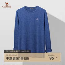 Camel mens 2021 autumn new solid color round neck long sleeve t-shirt mens Korean version of the trend loose base shirt top tide