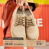 Camel mens shoes spring new retro tooling shoes mens leather wild casual shoes big scalp shoes low-top shoes