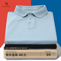 Camel mens polo shirt mens short-sleeved 2021 summer business casual simple solid color lapel t-shirt top