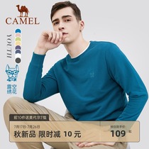 Camel mens clothing 2021 spring and summer new solid color pullover round neck sweater male Korean version of the fashion wild loose long-sleeved