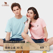 Camel clothing lovers 2021 summer new round neck short-sleeved t-shirt men and women Korean embroidery short-sleeved top