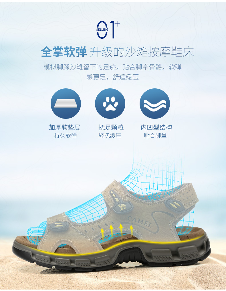 Dép nam Camel 2018 hè mới giày nam xu hướng da ngoài trời thoáng khí giày sneaker nam