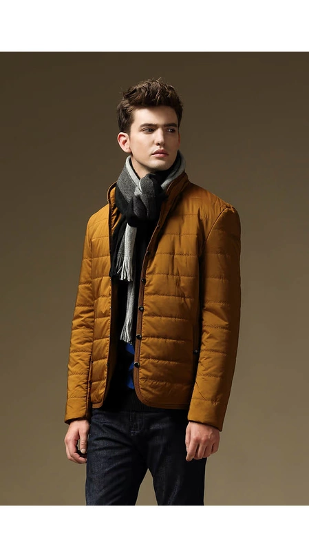 Camel & Panda Chung Series Quần áo cotton nam Thời trang Thanh niên Đơn ngực mùa đông Màu rắn Áo ấm