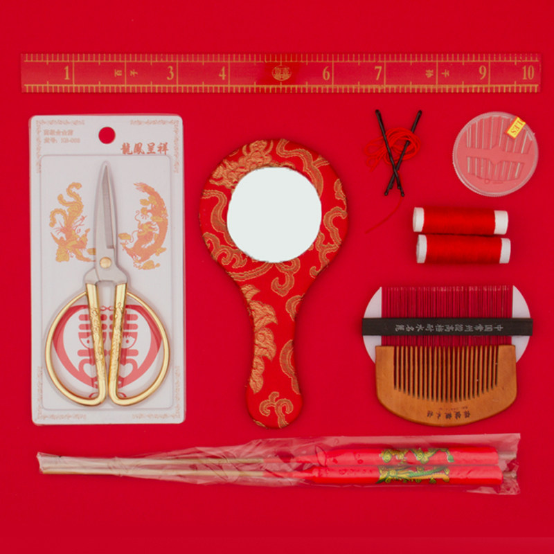 Wedding Wedding Ceremony Women's Upper Suit Men's Upper Suit Upper Word Comb Mirror Ruler Scissors Needle Candle