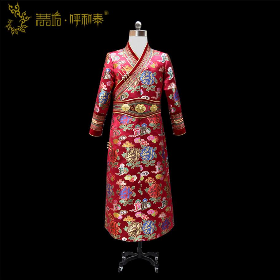 (Qingqing Workshop and Tai) Custom of Mongolian Fashion Dress Red Men's Mongolian Robe Original Design