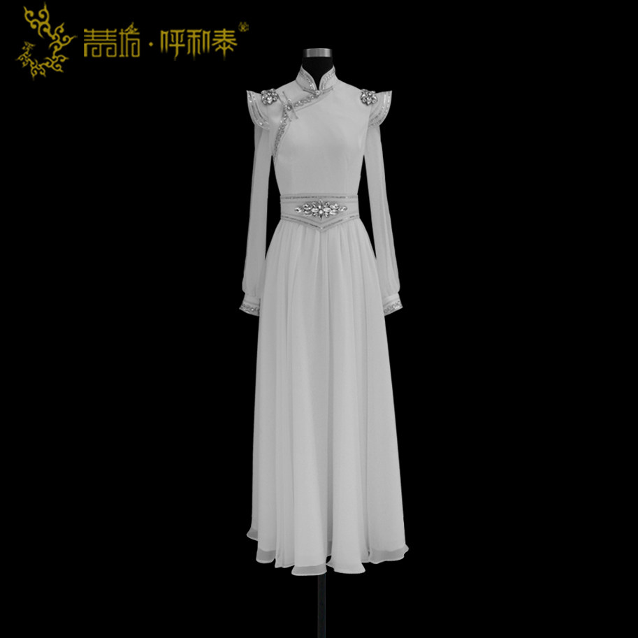 (Qingqing Workshop and Tai) Custom of Mongolian Fashion Dresses Heavy Yarn Mongolian Robes