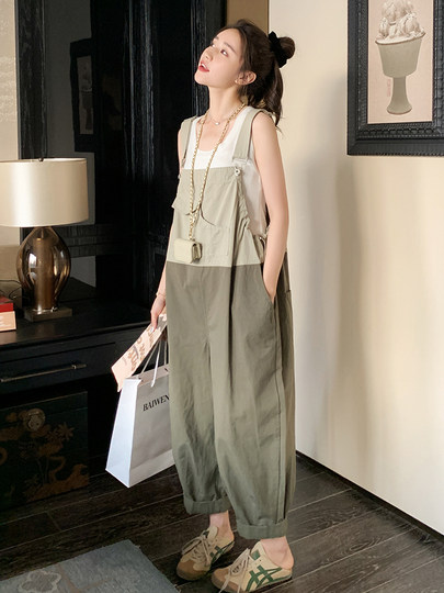 孕妇背带裤减龄小清新2025新款夏季薄款宽松遮肚孕晚期连体裤夏装