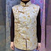 Qian Xiaopings intangible cultural heritage old Song Dynasty brocade new Chinese style top vest goldfish algae pattern tailor-made 38 Mumi mulberry silk