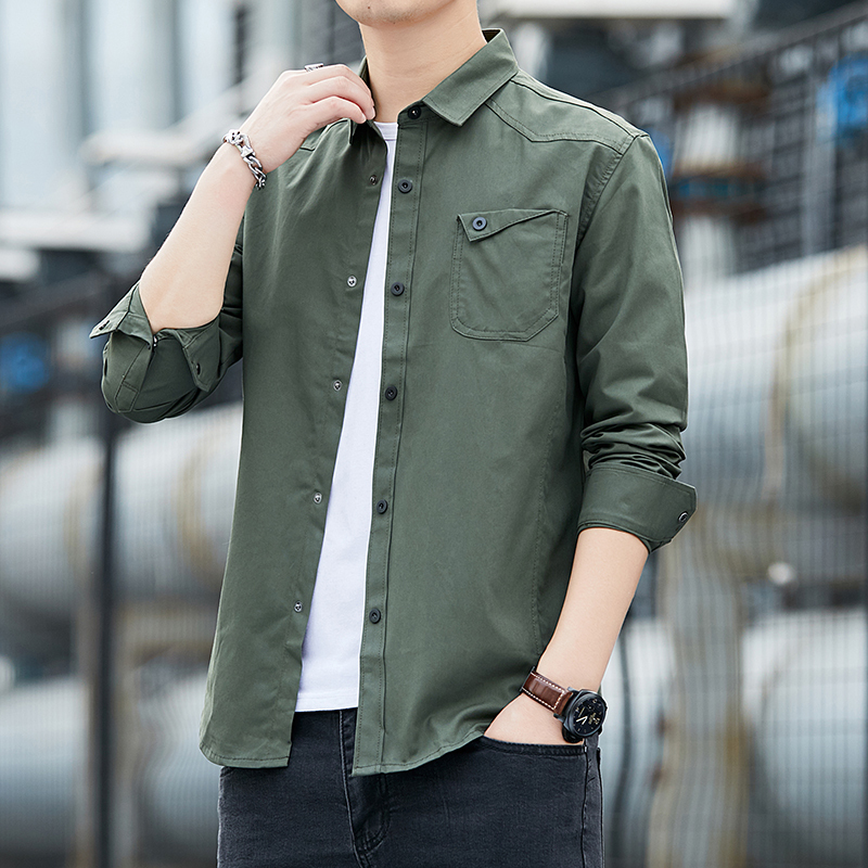 Men's Long-Sleeved Shirt, Pure Cotton, Spring and Autumn, Middle-Aged, Slim Fit, Business Casual, Workwear, Solid Color, Large Size, New Spring Shirt