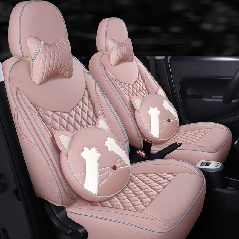 Euler black cat white cat custom car seat cover special seat cushion decoration four seasons universal full surround leather seat cover cushion