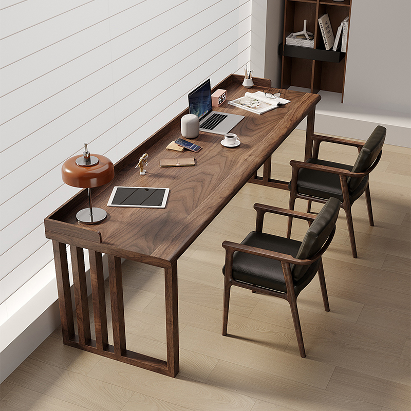 Solid Wood Double Desk Home Wall-Mounted Children's Long Desk Study Desk Bedroom Office Writing Desk Student Computer Desk