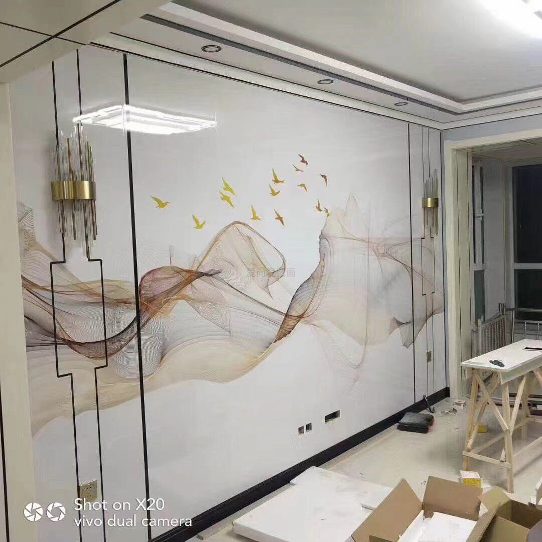 Full house Custom Marble TatXX_ENCODE_CASE_CAPS_LOCK_Off-Shaped Bamboo Wood Fiber TV Background Wall Quick Fit Wall Panel Eurostyle Modern Minimalist Integration