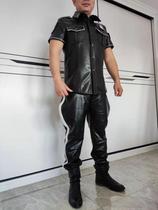 Set to make a head layer of cow leather color bar horse pants brief about new loose small foot genuine leather pants express Gothic riding wind and warm