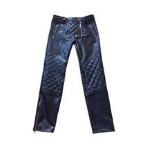 High end set for upscale Napa calf leather double zipper Sexy personality genuine leather pants leather control warm leather pants male tide
