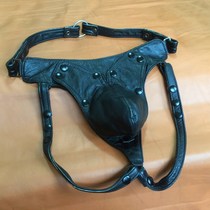 Small Bull Leather Shorts Professional to make metal ring Outer cover Removable Entertainer Type Mens Interest Game Leather Control Genuine Leather Pants