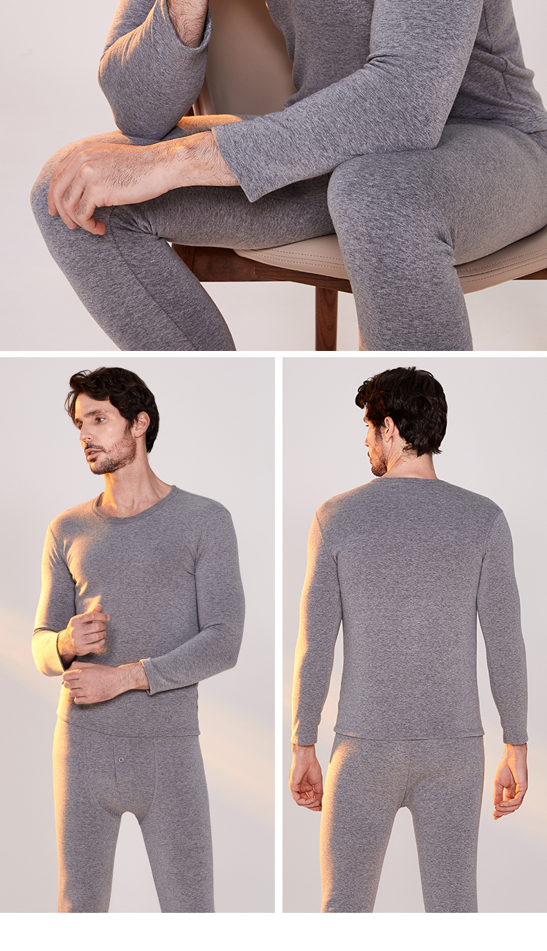 Nên và mát mẻ nam cộng với nhung dày lưu trữ nhiệt đồ lót mềm cashmere mùa thu quần dài quần dài áo len cotton nam - Phù hợp với nóng lên bộ đồ nam cao tuổi