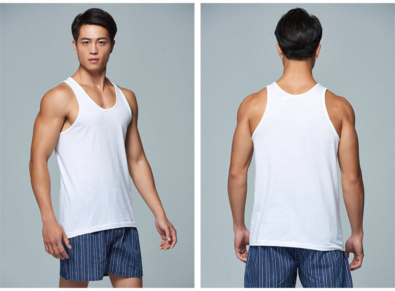 Nên và mát mẻ áo vest nam cotton cổ tròn thon gọn áo sơ mi nữ thanh niên cotton ngắn tay áo ngực không dây