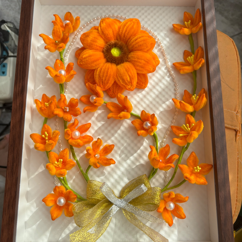 DIY Twist Stick Bouquet Finished Product Photo Frame Display Stand Sunflower Color Series Bouquet Finished Product Sunflower Display Stand