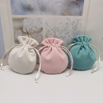 Thickened Long Hair Pink Semi-circle Bottom Jewelry Bag Small Suede Bouquet Pocket Pocket Jewelry bag Rope Hoist Bag