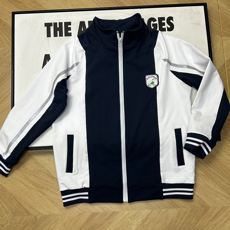 Guangzhou Huizhou Xiaojinmaofeng School Uniform Jacket White with Navy Blue Student Baseball Jacket Guangzhou Huizhou Xiaojinmaofeng School Uniform Jacket White with Navy Blue Student Baseball Jacket