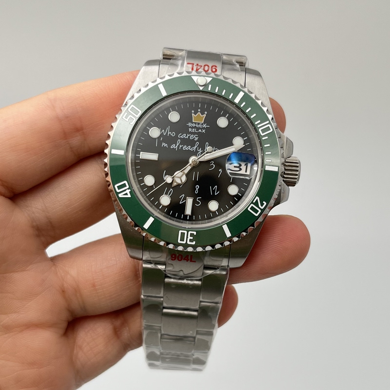 40mm Mechanical Modified Watch with Nh35 Movement, Sapphire Glass, Waterproof Stainless Steel Watch, Green Luminous