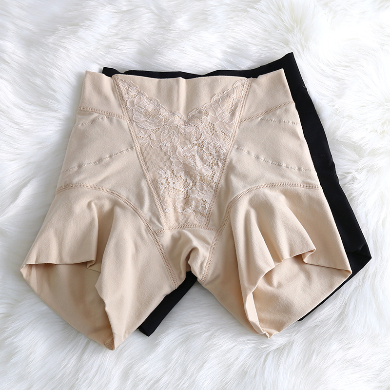 Lady's middle waist minimalist pure cotton light pressure to collect belly-lift Hip Elastic Comfort Four-corner Pants Anti-Walk Light Safety Pants