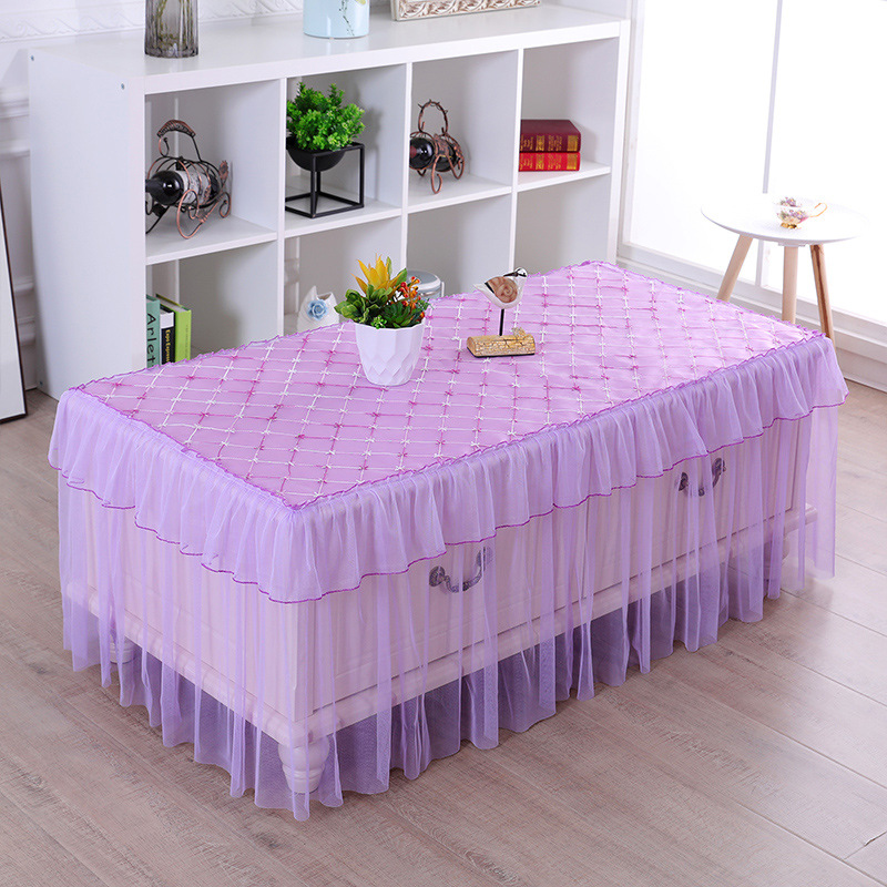 Romantic lace embroidered tea table cover dust cover Rectangular Table Cloth Purple Pink Cozy