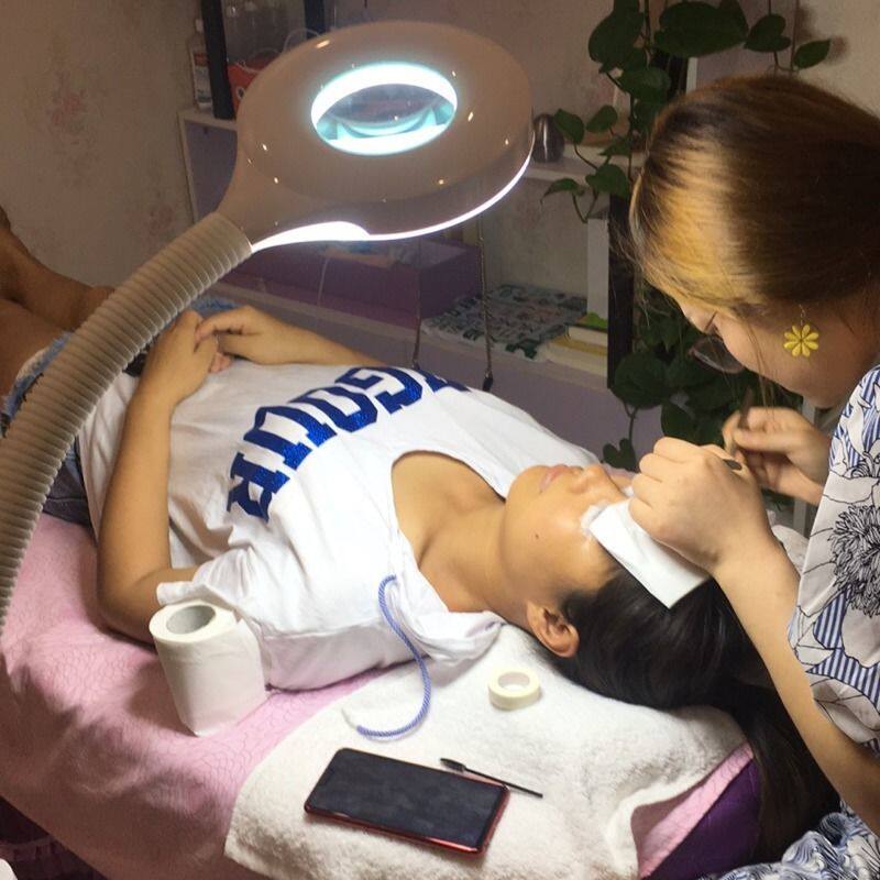 LED Grain Embroidered Beauty Floor Lamp Beauty Nail lamp Eyebrow Cold Light Book House Light Dimming Micro-Orthopedic Magnifier No Shadow Lamp