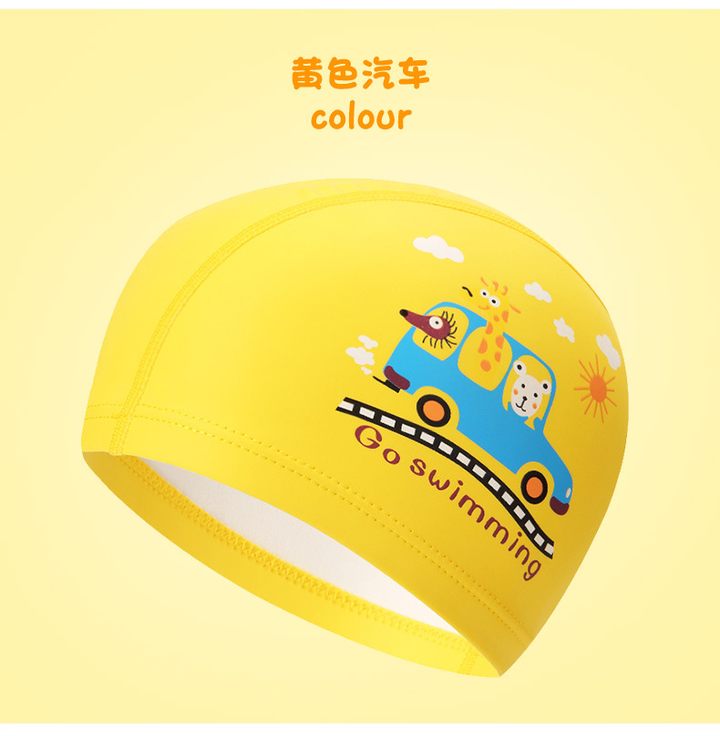 Beansson chính hãng cho trẻ em Mũ bơi cho bé trai Cô gái hoạt hình PU Mũ tai không thấm nước Thiết bị bơi cho bé Chăm sóc tóc - Mũ bơi mũ bơi cho nữ tóc dài
