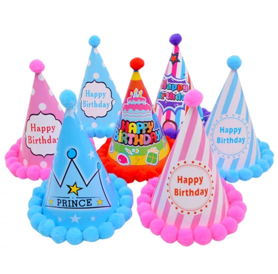 Birthday Party Party Supplies Small Ball Dot Birthday Hat Children's Birthday Hat Cartoon Fur Ball Pointed Hat