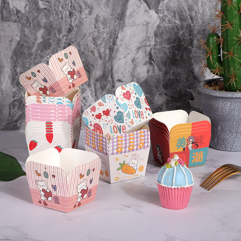 Square Cups Baking Cupcakes Paper Tomafen Cups Hokkaido Chifeng Cups 100