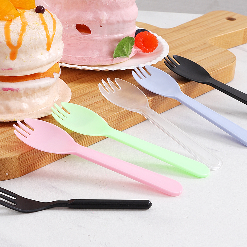 Individually packaged disposable thousand-layer cake spoon cheese yogurt spoon round fork spoon dessert cake spoon and fork 100