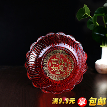 Offering plate Xianjia fruit plate Red New Year Buddha Hall Buddha front tribute plate Household new Chinese style wedding festive tray Living room