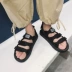 Giày sandal nam Binmugang mang phong cách Harajuku Phiên bản Hàn Quốc của xu hướng cá tính hai mang dép đi biển hoang dã - Sandal giày cao cổ nam Sandal