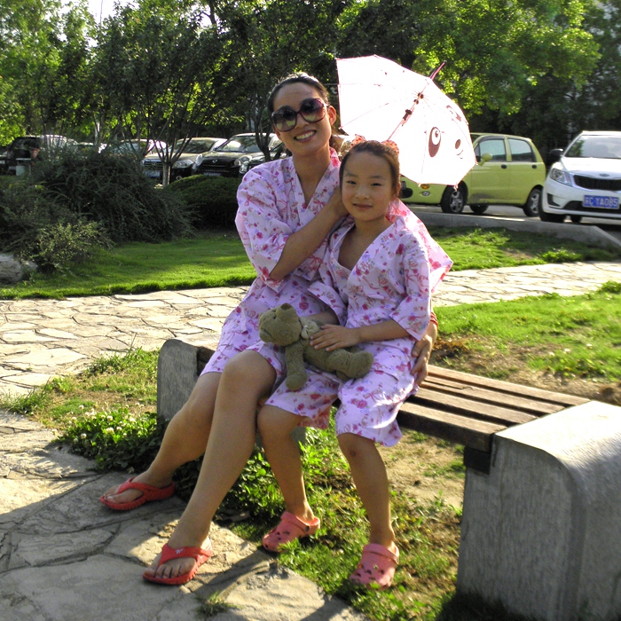 Cotton yukata Bộ đồ ngủ kimono tại nhà của Nhật Bản Sakura phù hợp với mẹ và con gái đồ bộ đẹp cho cả gia đình
