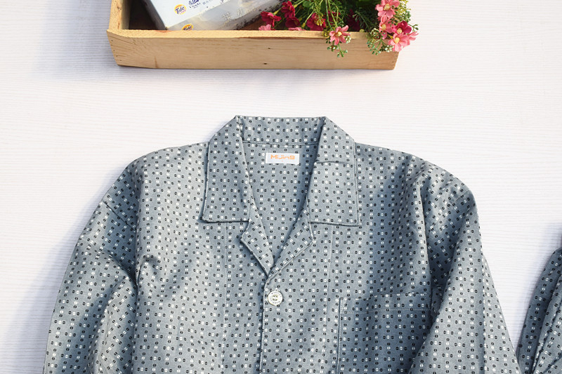Xuất khẩu quần cotton nam dệt nhung mờ dài tay nhung dài tay thiết lập dịch vụ nhà 8-1 pijama nam