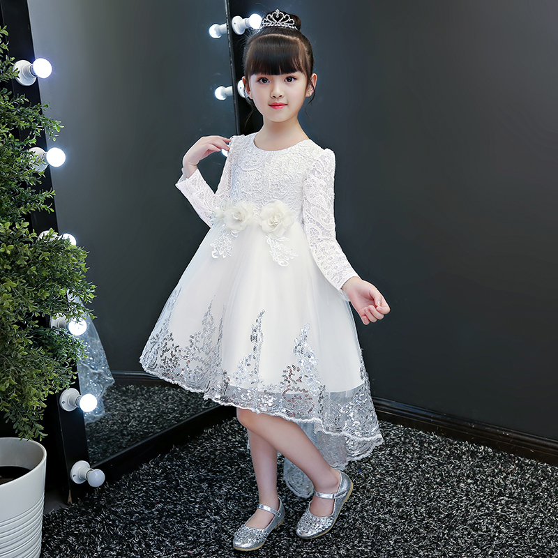 children's dress princess dress winter girl piano costume tailor girl wedding little girl autumn winter white veil dress