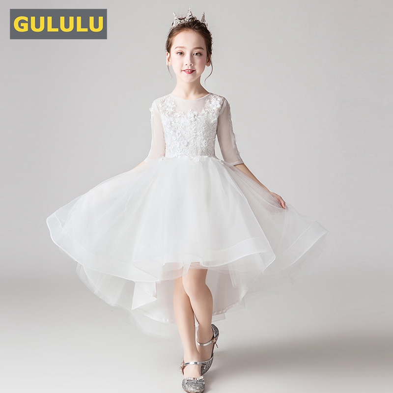 Girl's fluffy crewy dress Summer flower dresses wedding dresses Children's dress Dress Foreign Pie for tug-tail Princess Lieven