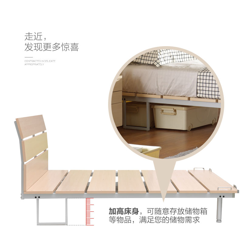 Red Apple nội thất thời trang tối giản hiện đại 1,5 / 1,8 m kim loại đôi tấm giường khung R807-B - Giường giường gỗ gấp thông minh