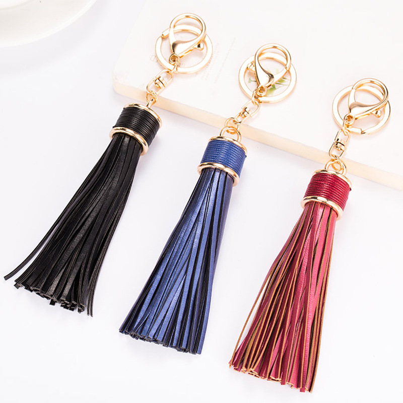 Korean Creative Gift Leather Tassel Handmade Car Keychain Women's Bag Pendant Key Chain Jewelry Korean Creative Gift Leather Tassel Handmade Car Keychain Women's Bag Pendant Key Chain Jewelry