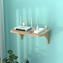 Bracket household wall set-top box shelf solid wood WiFi small shelf non-perforated wall type