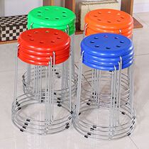Commercial plastic stools for home adults sturdy and thick red extra-thick simple stackable high stools 3 starting