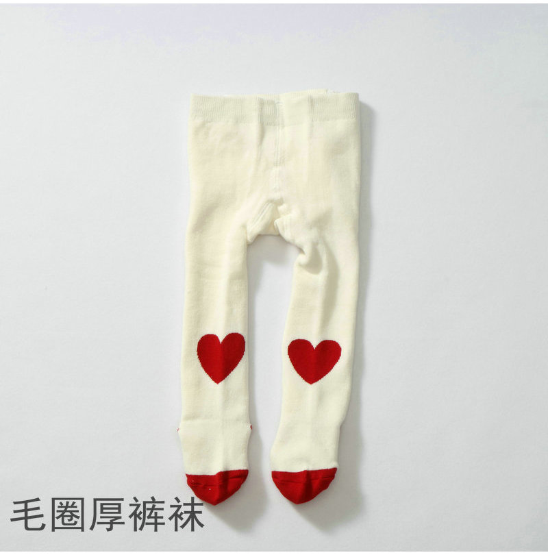 Mùa xuân và mùa thu Cô gái bé Trắng đỏ Tình yêu Trái tim Mùa đông Terry Áo vớ Xà cạp Big PP vớ đẹp cho bé sơ sinh